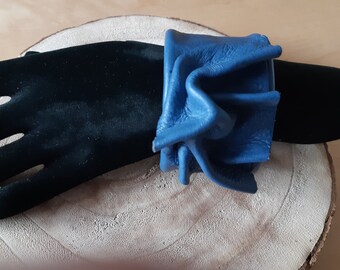 Handmade leather bracelet, blue, unique