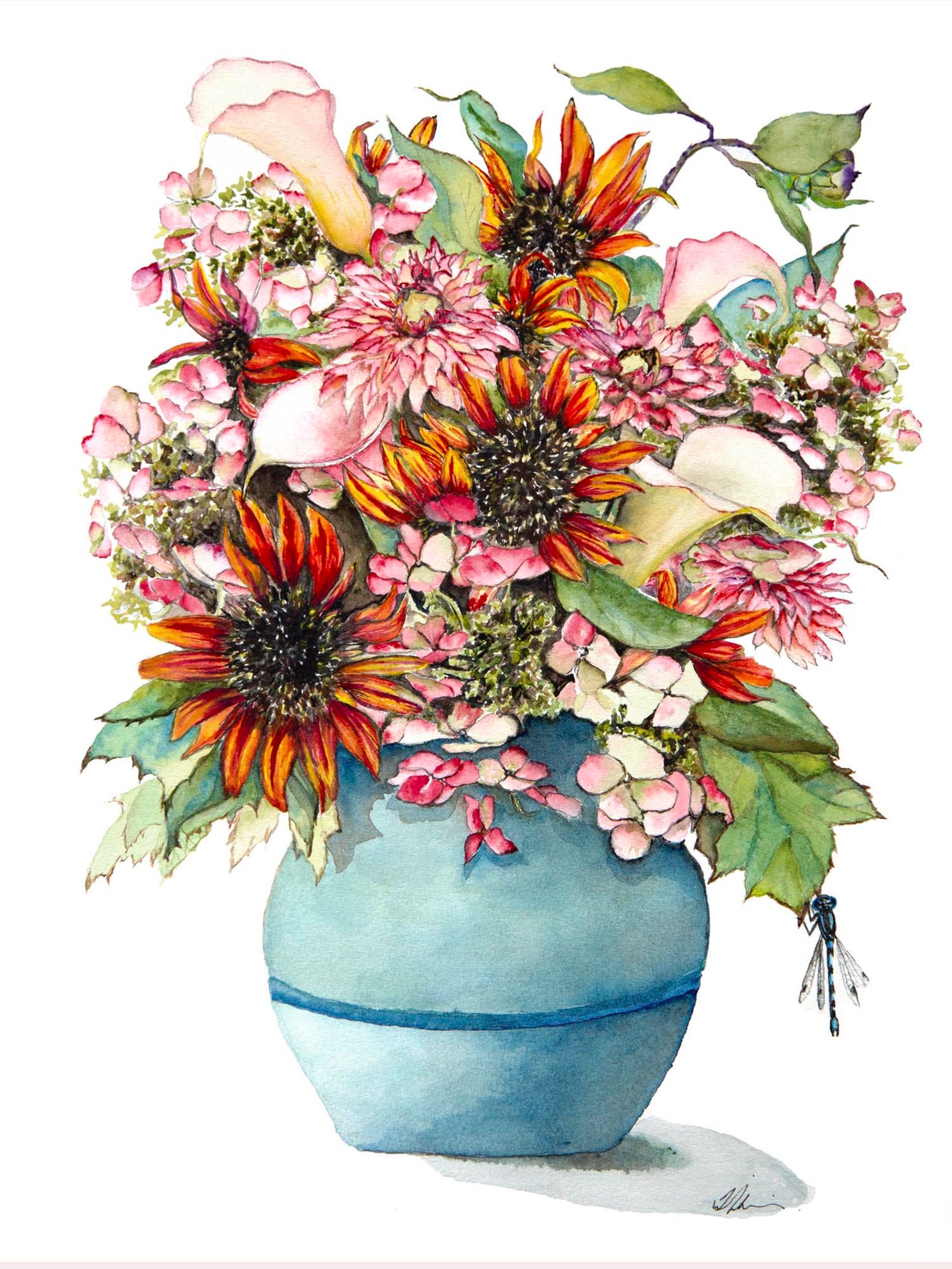 Flower Vase Card Greeting Card Floral Card Flower Art Etsy