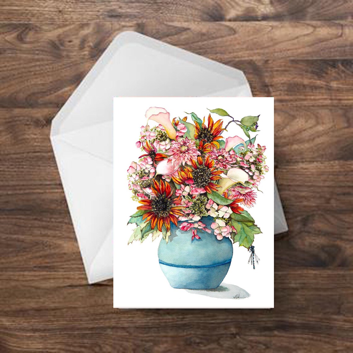 Flower Vase Card Greeting Card Floral Card Flower Art Etsy