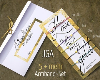 JGA SET | 5 + mehr: GOLDHERZ Armbänder, Braut