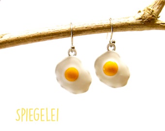 Ohrringe Mädchen | Leckere Spiegeleier, Kawaii, Schmuck für Kinder, Ei, weiß, gelb, Lebensmittel, kochen, Edelstahl: Haken zur Auswahl