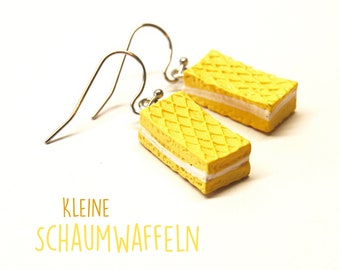 Ohrringe Mädchen | Süße Schaumwaffeln, Kawaii, Schmuck für Kinder, Waffel, Süßigkeit, Creme, Harz, Cookie, Edelstahl: Haken zur Auswahl