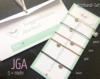 Armband-Set JGA | 5 + mehr, Herz + Engelsflügel