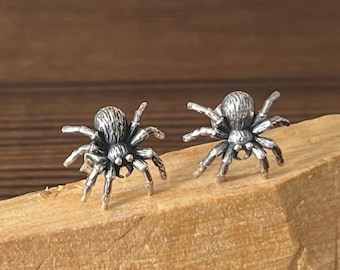 Sterling Silver Spider Earrings. Silver Stud Earrings, Tarantulas, Silver Halloween Studs, Stud Earrings, Sterling Silver Spiders, Holidays