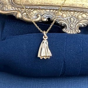 14k Gold Filled Ghost Necklace. Silver 3D Ghost Necklace, Fun Halloween ...