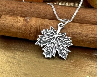 Maple Leaf Necklace Sterling Silver Maple Leaf Necklace, Fall