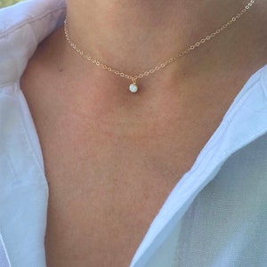 Dainty Tiny Bello Opal Drop Necklace - Gold Opal, Gemstone Necklace, Elegant, Layering Necklace, Simple, Everyday Jewelry, Bridesmaid Gifts