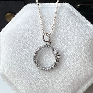 Tiny Snake Necklace - Jormungandr Necklace, Serpent, Viking Gifts, Talisman Jewelry, Ouroboros Jewelry, Gold Snake, Silver Serpent Necklace