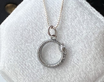 Tiny Snake Pendant - Jormungandr Necklace, Serpent, Viking Gifts, Talisman Jewelry, Ouroboros Jewelry, Gold Snake, Silver Serpent Necklace