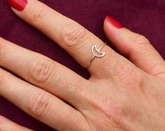Moon Ring - Sterling Silver Cresent Monn Ring, Dainty, Celestial Ring, Stack Jewelry Tiny Moon Ring, Celestial Jewelry, Silver Rings