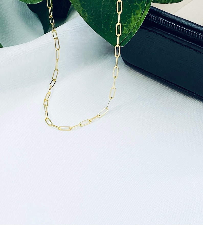 Links Choker Gold Paperclip Necklace Gold Filled Chain, Layering Necklace, Gold Rectangle Chain, Trending Jewelry, Sister Gifts, BFF image 2