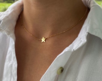 Star Necklace - Gold or Sterling Silver Star Necklace - Celestial, Bridesmaid Gifts, Celestial, Super Star, Simple Star, Teacher Gifts