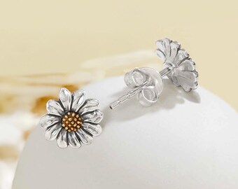 Sterling Silver Daisy Earrings - Tiny Daisy Flower Post Earrings, Flower Jewelry, Bohemian, Bridesmaid Gift, Gift for Mom, Floral Earrings