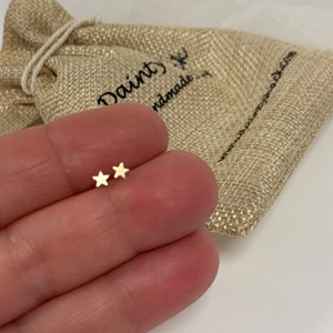 Tiny Stud Star Earrings - Solid 14K Real Gold Stars, Solid Gold Tiny Stars, Minimal Earrings, Celestial Design, Best Graduation Gift, BFF