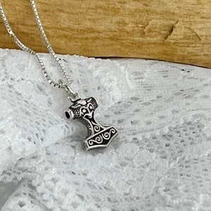 Silver Thor Double Sided Hammer Necklace, Sterling Silver Thor Jewelry, Viking Jewelry, Thors Hammer, Norse Gift, Mammen, Mjolnir Pendant image 2