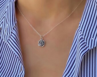 Sterling Silver Rose Necklace. Rose Flower Necklace, Dainty Rose, June Birth Necklace, Mother's Day Gifts, Garden Flowers, June Birth flower