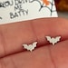 Sterling Silver Bat Earrings - Teeny Tiny Earrings, Wings, Bat Jewelry, Night Bat, Vampire Bat, Flying Bat, Gothic, Couples Jewelry, Batty 