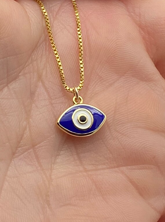 Evil Eye Necklace Protection Jewelry Faith Layering Necklace Dainty Fatima Lucky Eye Gold Silver or Rose Lucky Eye Tiny Eye Gifts Etsy