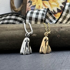 14k Gold Filled Ghost Necklace. Silver 3D Ghost Necklace, Fun Halloween ...