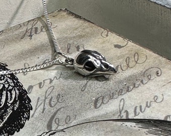 Sterling Silver Bird Skull Necklace - Skull Bird Necklace, Rebirth Jewelry, New Beginnings, Rebirth, Skulls, Halloween Jewelry, Gothic Gift