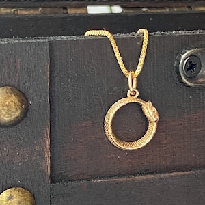 Tiny Snake Necklace - Jormungandr Necklace, Serpent, Viking Gifts, Talisman Jewelry, Ouroboros Jewelry, Gold Snake, Silver Serpent Necklace