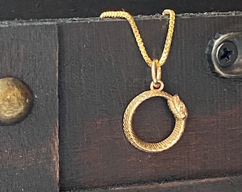 Tiny Snake Necklace - Jormungandr Necklace, Serpent, Viking Gifts, Talisman Jewelry, Ouroboros Jewelry, Gold Snake, Silver Serpent Necklace
