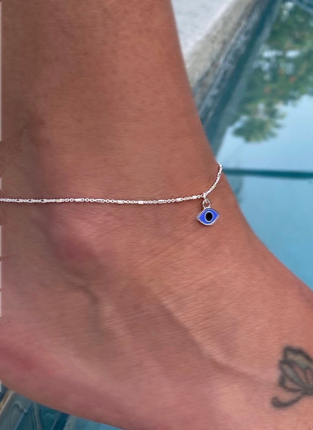 Evil Eye Anklet Sterling Silver Ankle Bracelet Anklet Etsy