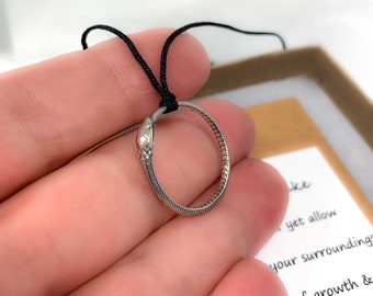 Snake Ring Necklace - Ouroboros Snake Necklace, Symbolic Snake, Serpent Ring, Minimalist jewelry, Rebirth Necklace, Ring Jewelry, Power