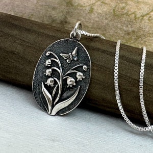 Sterling Silver Lily of the Valley Necklace - Mother&#39;s Day Necklace, Flower Jewelry, Mom Gifts, Sister Gift, May Birth Flower, Good Luck
