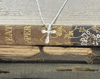 Dainty Cross Necklace - Sterling Silver Cross Necklace, Tiny Slide Cross, Religious Necklace, Faith Jewelry, Layering, Bridal Party Gifts