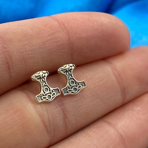 Silver or Gold Thor Hammer Earrings - Viking Jewelry, Thors Hammer, Norse Gift, Mammen, Mjolnir Pendant, Great Gift for Mother and Daughter