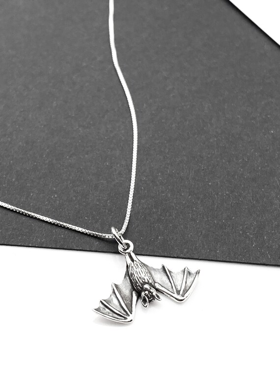 Sterling silver bat necklace deals