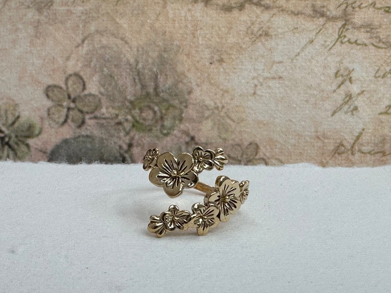 Adjustable Cherry Blossoms Ring - Gold Cherry Blossom, Adjustable Ring ...