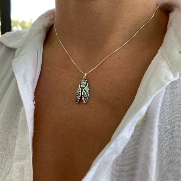 Cicada Necklace - Gold Cicada Jewelry, Silver Cicada, Symbolic of Hope, Rebirth, New Beginnings, Graduation, Insect Jewelry, Bug Jewelry