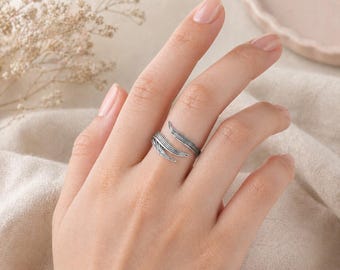 Sterling Silver Leaf Ring - Silver Leaf, Adjustable Ring, Symbolic Jewelry, Nature Jewelry, Silver Rings, Chunky Silver Ring