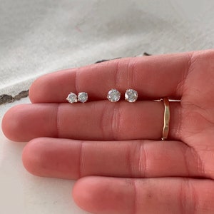 Tiny Stud Earrings - 14K Gold Filled or Sterling Silver CZ Stud Earrings, Minimal Earrings, 2mm Studs, 3mm, 4mm, 5mm CZ Earrings, Dainty