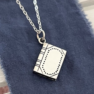 Silver Book Necklace. 3D Book Pendant, Teachers Gift, Graduation Gift, Book Club Gifts, Librarian Gift, Silver Book Charm, Novel Gifts