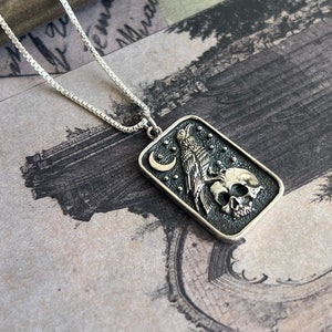 Sterling Silver Raven Necklace - For Him or Her, Skull Necklace, Great gift for Him, Rebirth, Viking Jewelry, Skull and Bone, Transformation