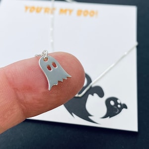 Sterling Silver Tiny Ghost Necklace - You're my Boo, Halloween Girlfriend Gift, Fun Gifts, Best Friend Gifts, Couples, Gift for Daughters