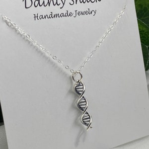 DNA Necklace - Sterling Silver Helix Necklace - Double Helix, Biology, Family, Mom Gift, Science, Layering, Teacher Gifts, Medical Student