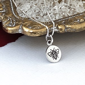 Tiny Sparkling Bee Necklace - Sterling Silver Bumble Bee Jewelry, Honey Bee Jewelry, Garden Gifts, Mom Gift, Bee Lovers, Personalized Gifts