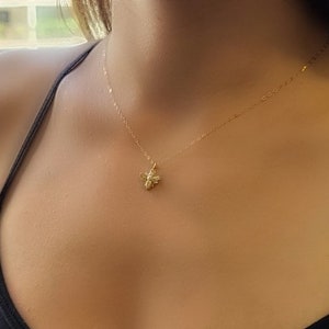 Dainty Bee Necklace - Tiny Silver, Rose or Gold Bee Jewelry, Sparkling Bumble Bee, Honey Bee Jewelry, Healing, Mom Gifts, Bee Lovers Gifts