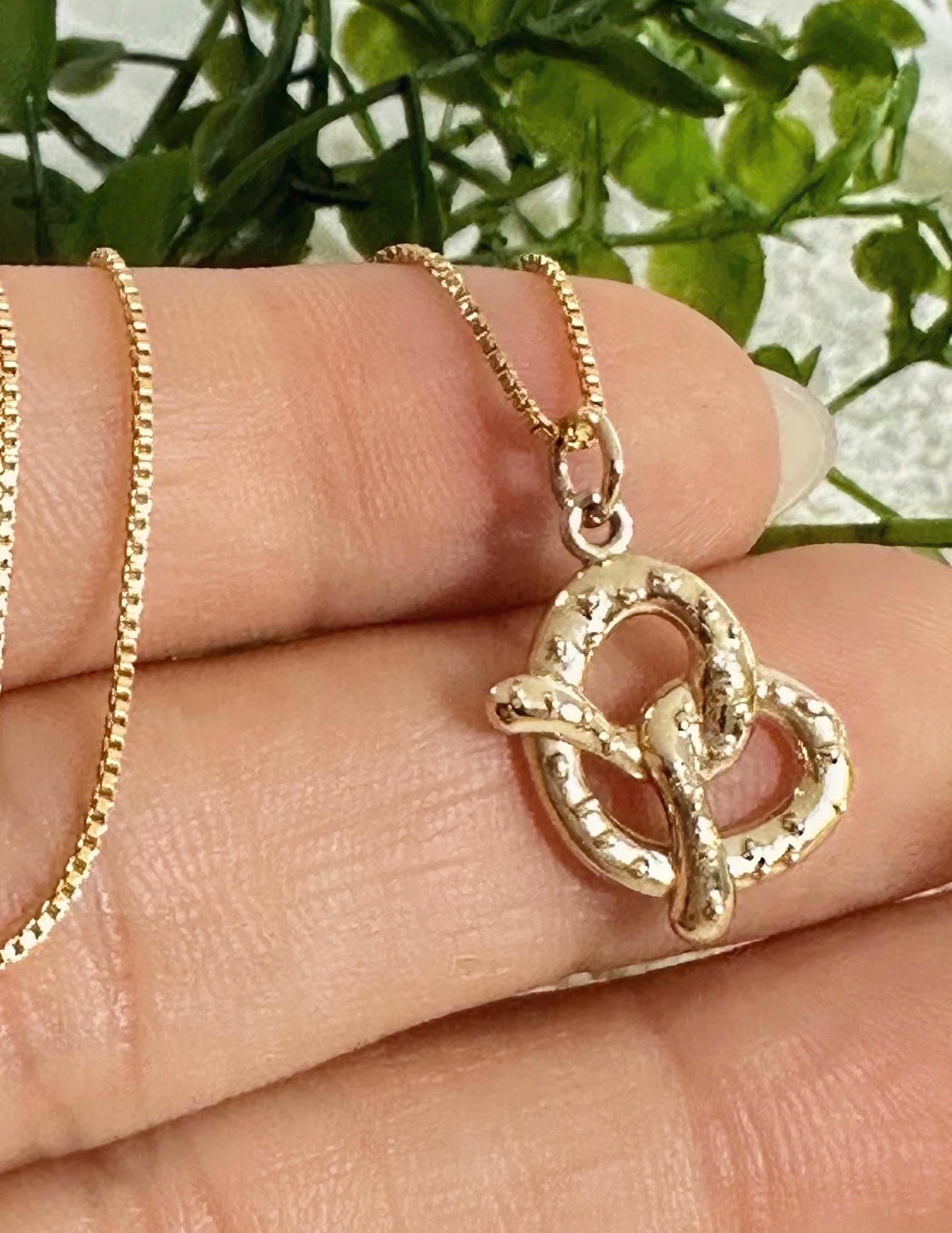 GNOCE Rose Gold Plated Pretzel Charm - Sterling Silver With Crystals, Fits Bracelets & Necklaces