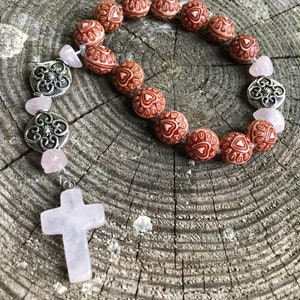 Rose Quartz Protestant/Anglican Prayer Bead Chaplet image 2