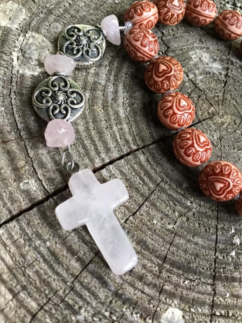 Rose Quartz Protestant/Anglican Prayer Bead Chaplet image 1