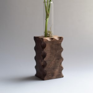 Vermehrungsstation aus massivem Nussbaum Einzel | Blumentopf aus Holz | Geschenk für Pflanzenliebhaber | Blumenständer für drinnen