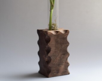 Solid Walnut Plant Propagation Station Single | Wooden Planter | Plant Lover Gift | Indoor Plant Stand