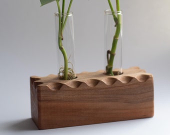 Solid Cherry Plant Propagation Station Double | Wooden Planter | Plant Lover Gift | Indoor Plant Stand