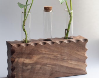 Solid Walnut Plant Propagation Station Triple | Wooden Planter | Plant Lover Gift | Indoor Plant Stand