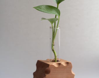 Solid Cherry Plant Propagation Station Single | Wooden Planter | Plant Lover Gift | Indoor Plant Stand | SECONDS